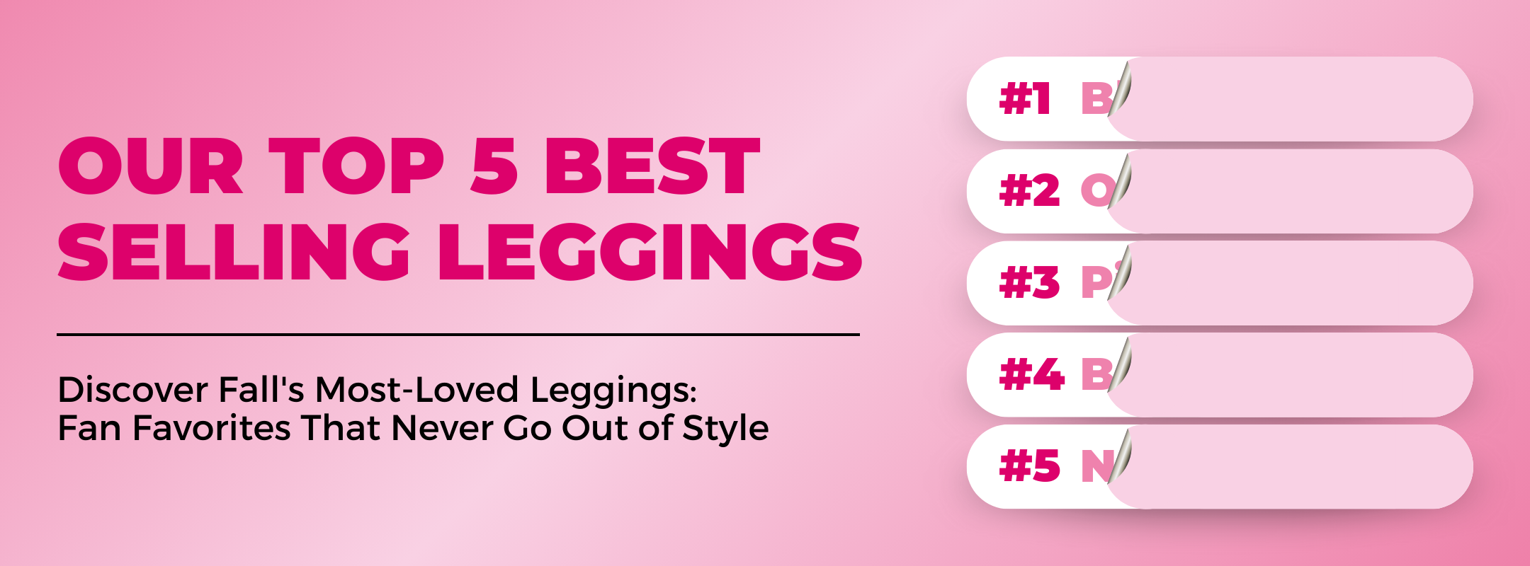 Blog Banner for our blog about our top 5 best selling leggings for the 2023 fall season